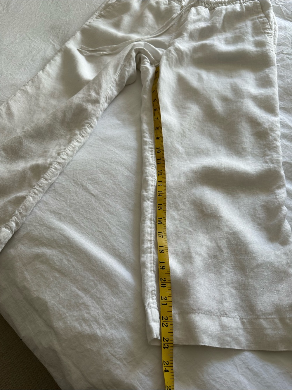 Charter Club White Cropped Linen Drawstring Pants, size medium - Picture 12 of 14